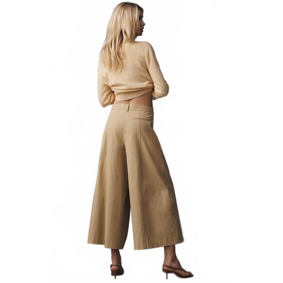 NEW ASTR rowen pleated culotte pants in khaki - Picture 3 of 4